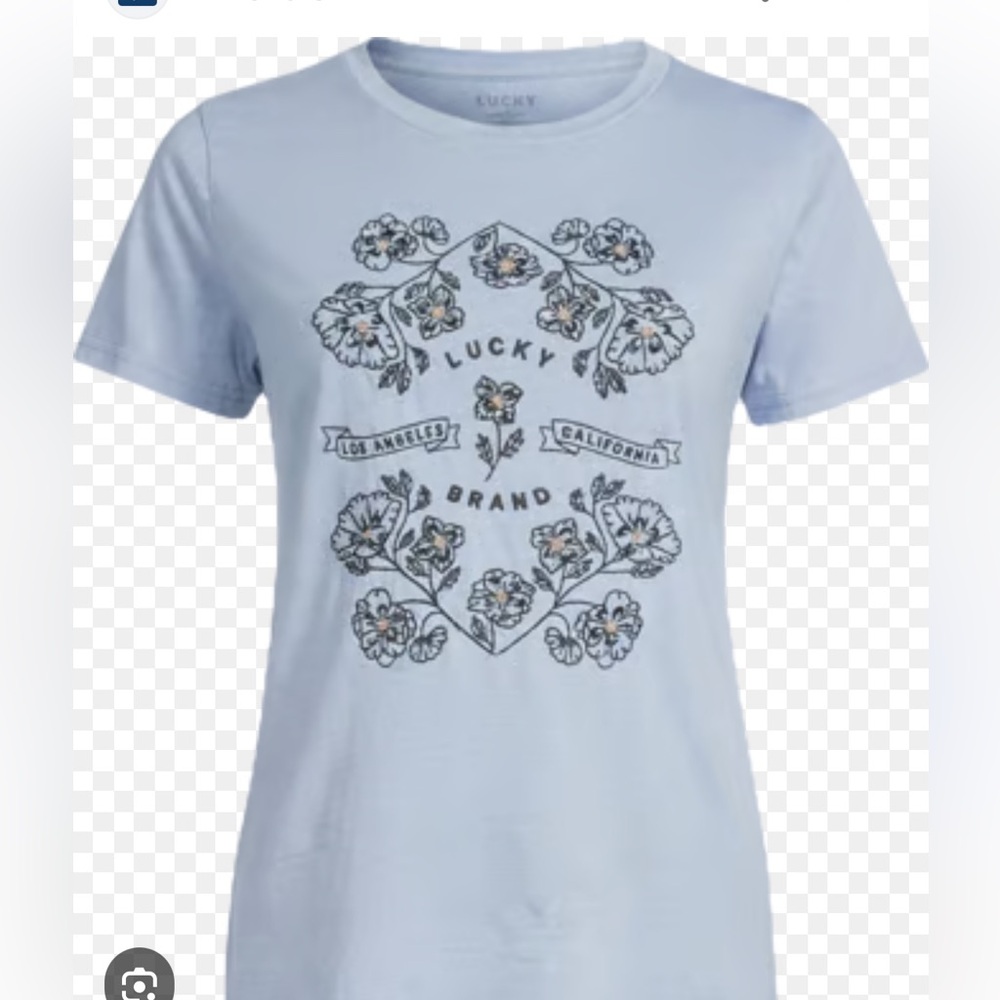 Lucky Brand Light Lavender Floral Graphic Short Sleeve Tee